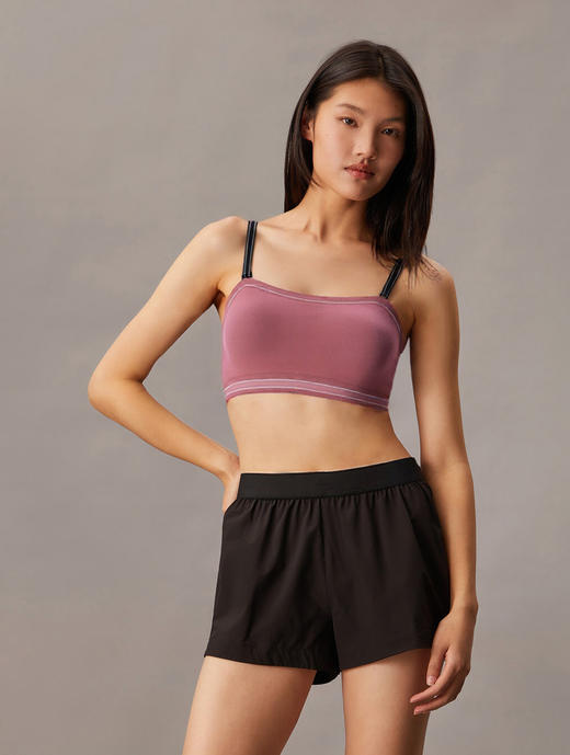 官网550！杨幂同款撞色肩带运动文胸 高弹防震固定一体杯健身瑜伽抹胸内衣胸罩女 商品图4