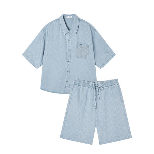 NPC潮牌100%【莱赛尔】铜钱印花短袖衬衫短裤男透气老钱风NP53SH02 商品图7