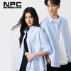 NPC潮牌刺绣天使爱心条纹短袖衬衫男翻领弧形下摆舒适NP54SH27 商品缩略图0