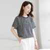 QS-12501717【经典百搭】100%桑蚕丝圆领短袖打底衫夏季格纹真丝T恤女1717 商品缩略图1