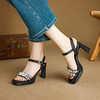【预售5天】真皮一字带露趾凉鞋女新款夏季水钻防水台粗跟高跟鞋MLD&AM968 商品缩略图2