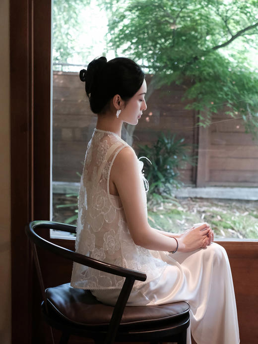 盛唐牡丹| 意大利进口网纱料偏襟马甲 商品图7