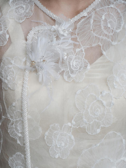 盛唐牡丹| 意大利进口网纱料偏襟马甲 商品图5