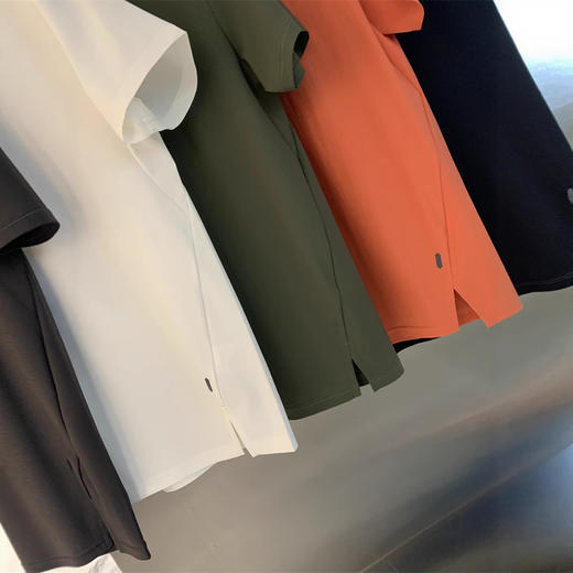 飞禽提花肌理户外吸湿速干！2025弹力透气纯色男半拉链短袖T恤！ 商品图3