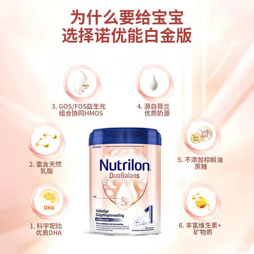 【保税仓】荷兰Nutrilon牛栏白金版婴幼儿配方奶粉1段（0-6个月）800g/罐 商品图1