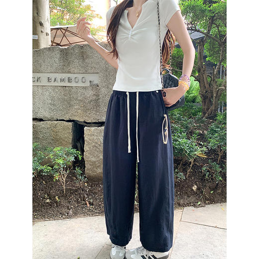 <曾小咸推荐>现货秒杀！微信超特价！ 3色抽绳九分直筒阔腿裤 日常159.99 立减90 秒杀69.99！ 商品图3