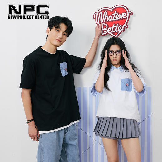 NPC潮牌胸口撞色条纹信封口袋圆领短袖T恤男冰感凉皮NP54TE29 商品图0