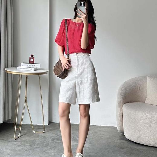 「K」洛诗琳43839肌理感上衣2025夏季新款泡泡袖上衣两件套60602 商品图3