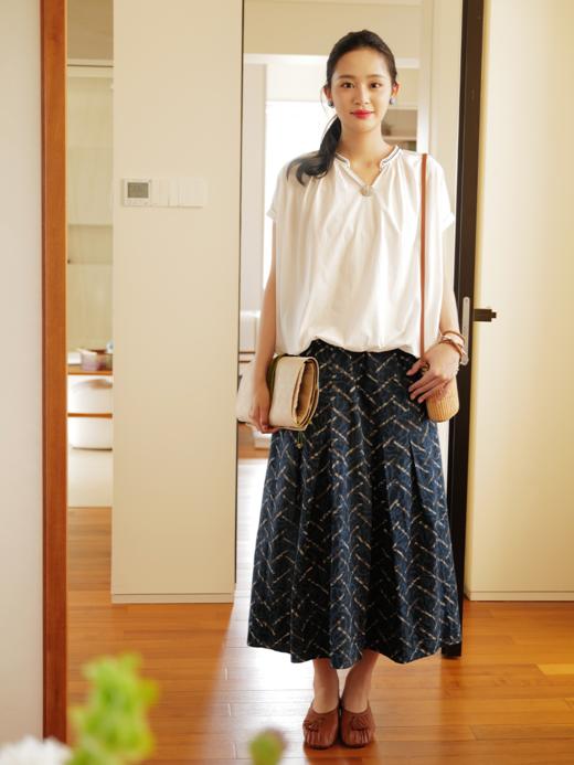 如宝 靛蓝金盏蓝珀吉宝 印度手工拓印伞裙 夏日限定 售罄无补 商品图1