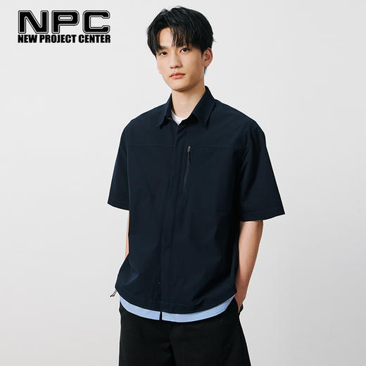 NPC潮牌撞色条纹拼接下摆防水短袖衬衫男日系潮流挺括NP54SH32 商品图0