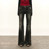 Ariseism  美式复古低腰做旧微喇叭牛仔裤女春秋新款修身长裤子 商品缩略图2