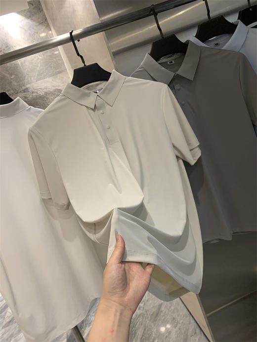 冰感科技!户外高弹透气速干!2025夏季新款男纯色商务休闲短袖POLO衫T 商品图6