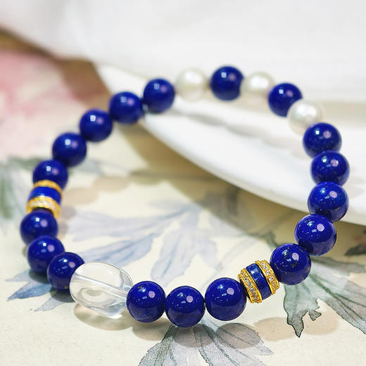 易祈吉祥五行补水手链青金石手串925银手链珍珠饰品送礼男女款手串礼物 商品图2