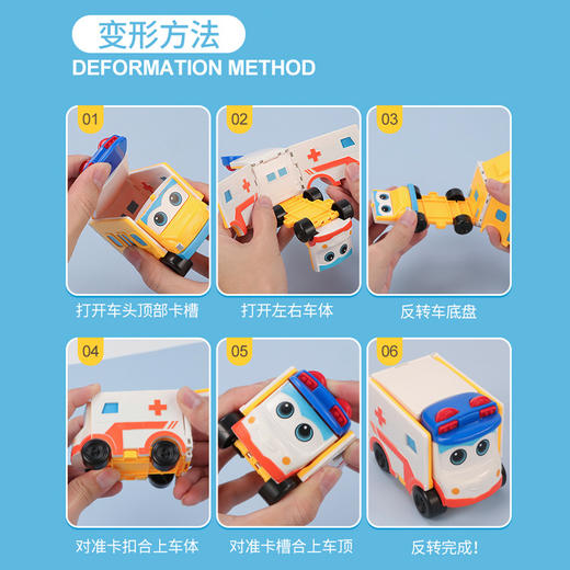 【百变校巴玩具，双面反转车！】百变校巴玩具 儿童反转车 双面反反车 变形机器人翻翻车 男孩套装-QQ 商品图1