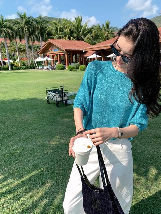 亚麻棉针织碎金流光针织衫五分袖显瘦随身衫 商品图10