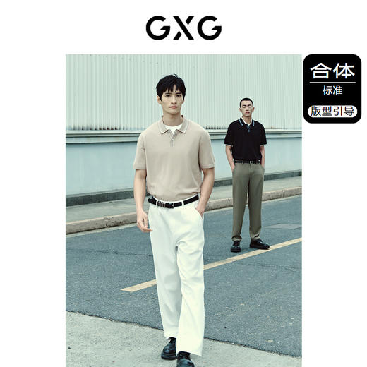 GXG男装 多色简约条纹点缀时尚短袖POLO衫T恤 夏季热卖翻领T恤 商品图1
