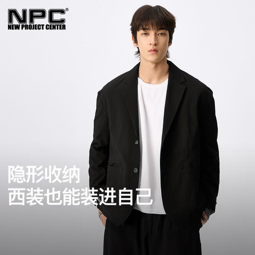 NPC潮牌口袋印花定制logo皮标【泡泡纱】西服男外套可收纳NP4CTJ01 商品图1