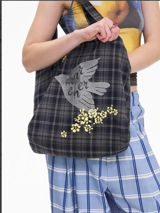 local tag/It25ssk03/Roadside Wine 格纹印花托特包 商品图0