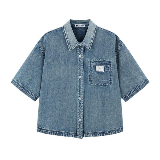 NPC潮牌重磅水洗工装牛仔衬衫短裤套装男做旧NP43SH14 商品图6