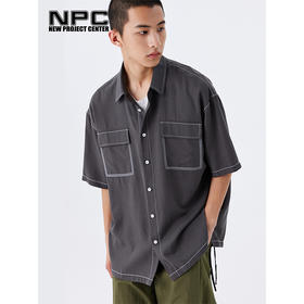 NPC潮牌天丝双口袋明线春夏百搭衬衫短袖薄款男士上衣NP34SH19