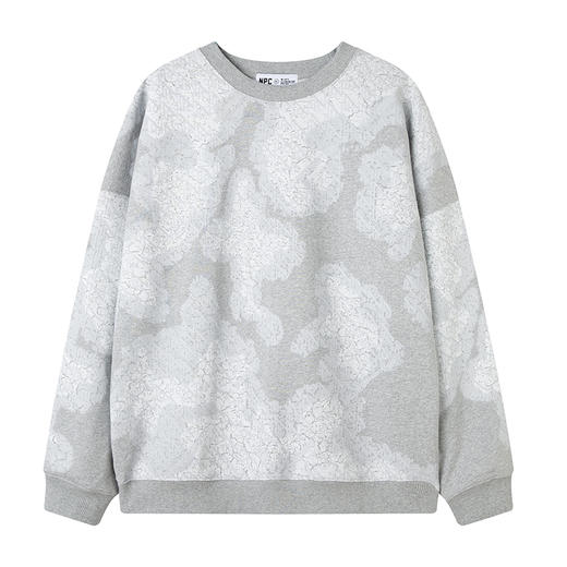 NPC潮牌不对称做旧斑驳满印字母logo圆领卫衣重磅长袖NP41ST23 J 商品图6