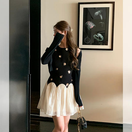 西遇富家千金风连衣裙女夏季新款法式名媛拼接无袖背心裙SS050920/SS050921 商品图4