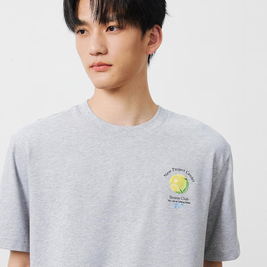 NPC潮牌情侣宽松男T恤运动灰色背部网球图案短袖T恤NP54TE44 商品图3