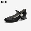 MIO米奥玛丽珍鞋复古摩登波点一字带圆头粗跟单鞋女M254450733 商品缩略图1
