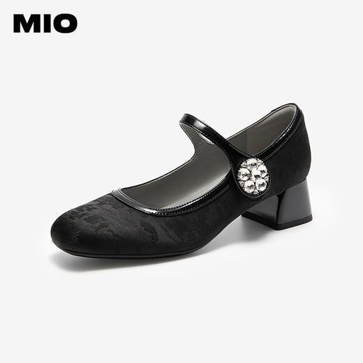 MIO米奥玛丽珍鞋复古摩登波点一字带圆头粗跟单鞋女M254450733 商品图1