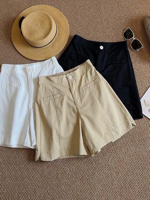 五分短裤2025新款洗水棉百搭休闲气质修身A字阔腿裤子夏季高腰裤 商品图3