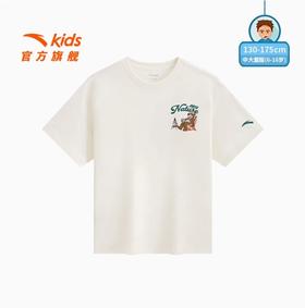 安踏儿童男大童针织短袖衫2025夏新款透气舒适中大童纯棉短袖T恤352536705