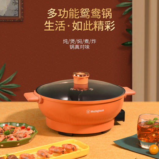 西屋（Westinghouse） 家用煮炸煎烹饪电火锅网红多功能电火锅鸳鸯锅WHG-1502F 商品图0
