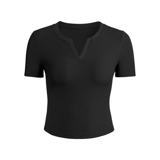 跃牌【倚窗听雨】Athena 夏新款瑜伽服女透气修身显瘦V领短袖运动健身T恤上衣DA107 商品图2