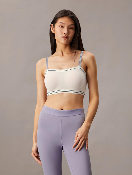 官网550！杨幂同款撞色肩带运动文胸 高弹防震固定一体杯健身瑜伽抹胸内衣胸罩女 商品图1
