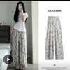 印花水墨国风冰丝阔腿裤女夏季高腰显瘦山本裤宽松直筒休闲遛弯裤 商品缩略图3