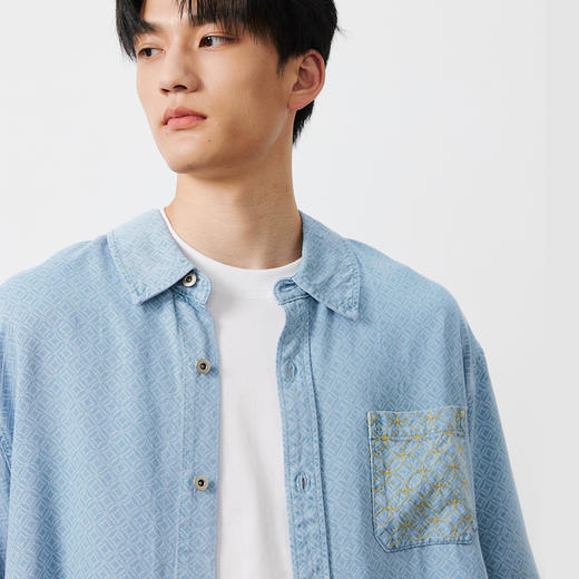 NPC潮牌100%【莱赛尔】铜钱印花短袖衬衫短裤男透气老钱风NP53SH02 商品图2