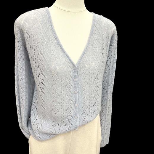 S.Y.C【织光裁片】百搭镂空常规袖羊 绒衫针织V领常规打底衫35R25023 商品图3