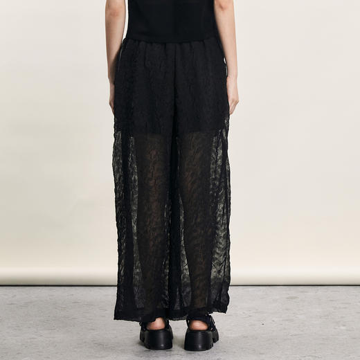 谜底提花直筒裤女2024年夏新品复古优雅轻透感亲肤长裤242MK0533 商品图2