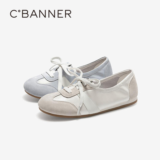 千百度薄底复古芭蕾风德训鞋女款时尚轻便运动休闲鞋A25425504 商品图0