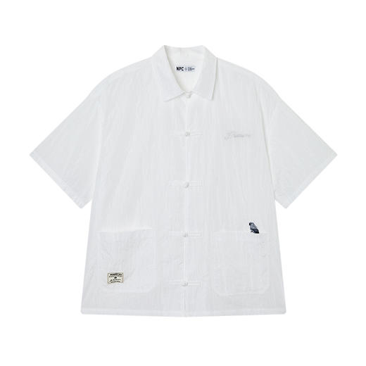 NPC潮牌口袋刺绣翻领中式盘扣短袖衬衫男中国风慵懒男NP44SH10 商品图6