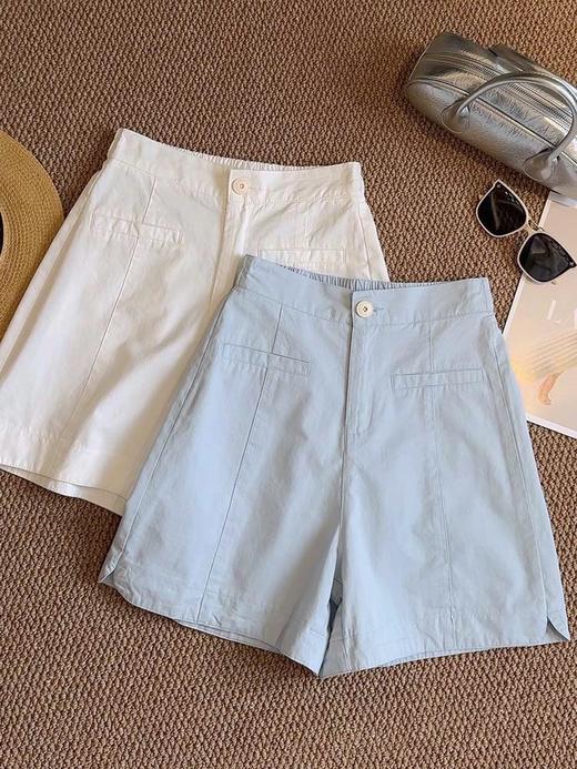 五分短裤2025新款洗水棉百搭休闲气质修身A字阔腿裤子夏季高腰裤 商品图2