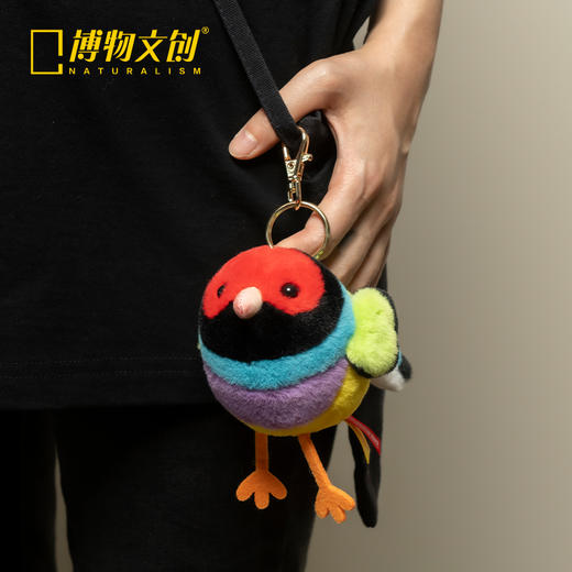 博物文创 啾儿系列第二弹 红耳鹎 珍珠鸟 黑枕黄鹂 喜鹊 家燕 七彩文鸟 可发声小鸟球啾啾呆萌可爱节日礼物书包挂件 商品图3