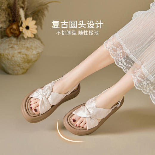 西遇新中式凉鞋女夏季外穿新款软底厚底鞋配裙子缎面国风女鞋V1256830 商品图1