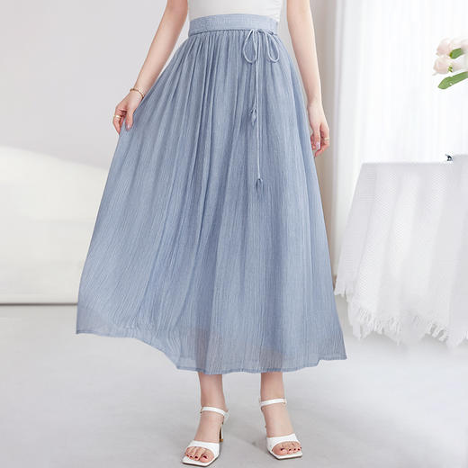 QS-72599652【真丝顺纡炒色】高腰显瘦中长裙子桑显瘦百搭桑蚕丝半身裙女9652 商品图1