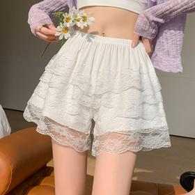 超值2件装 居家可外穿jk安全裤女防走光不卷边宽松打底裤短裤白色蕾丝夏薄款