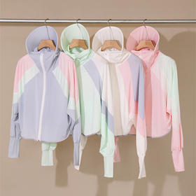撞色拼接防晒衣女夏季薄款冰丝防晒连帽外套高级感时尚大码防晒服