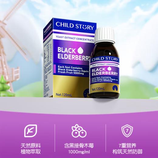 童年故事 黑接骨木莓酵母抽提物滴剂儿童补充维生素c糖浆 120ml 商品图0