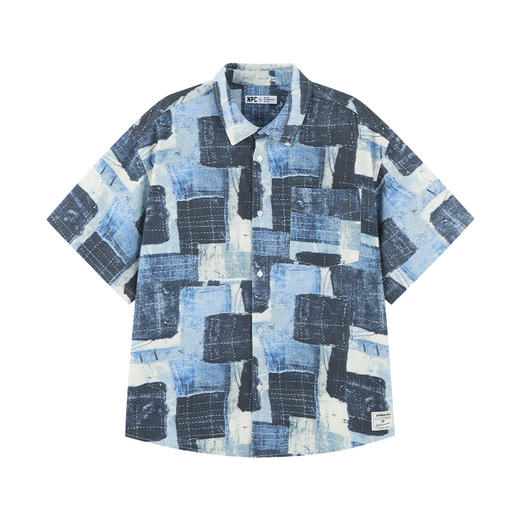 NPC潮牌复古纯棉百家布格纹短袖衬衫撞色情侣休闲外套NP43SH05 商品图5