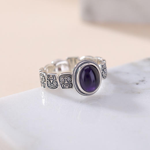 【扎基拉姆】S925纯银紫水晶蛋面戒指【CW-JZ07118】 商品图1