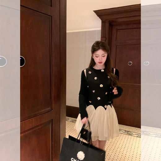 西遇富家千金风连衣裙女夏季新款法式名媛拼接无袖背心裙SS050920/SS050921 商品图2